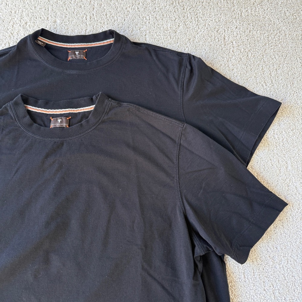 Left Coast Tee T-Shirt Mens M Black 100% Pima Cotton Crew Neck 2 Pack Luxury